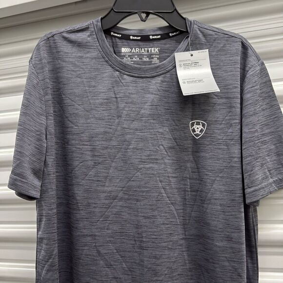 Ariat Gray Short Sleeve Tee Classic Crew Neck - Picture 3 of 8